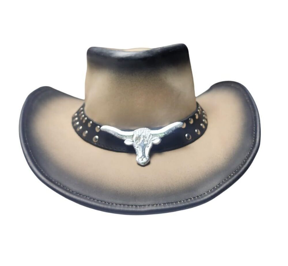 5024 Leather Cowboy Hat – Western Outback & , UV Protection, Shapeable Brim